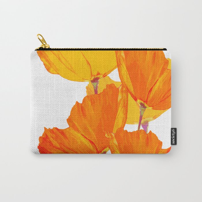 Orange and Yellow Poppies On A White Background #decor #society6 #buyart Carry-All Pouch