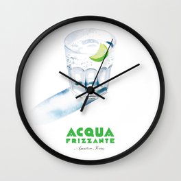 Acqua Frizzante Wall Clock | Kitchenart, Painting, Italian, Refreshing, Milan, Sparking, Handlettering, Cocktail, Kitchen, Ink 