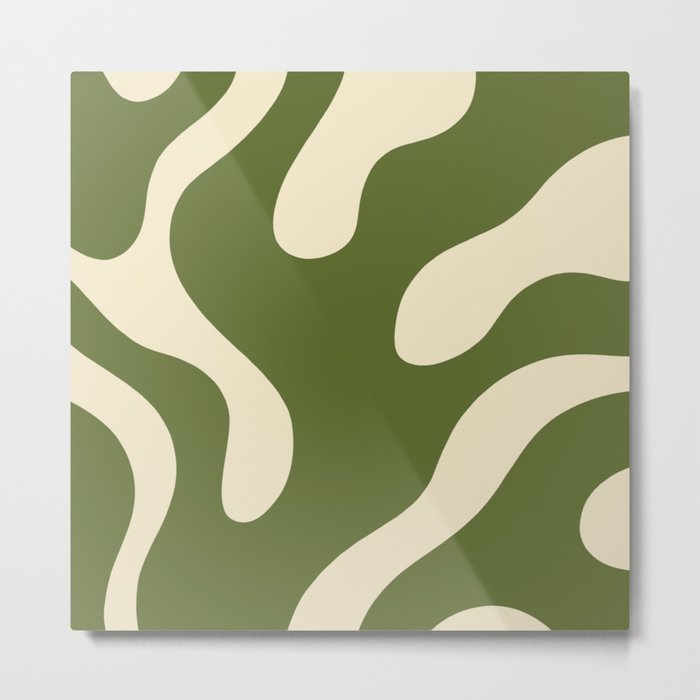 Organic Pattern Green Boho Shapes Metal Print