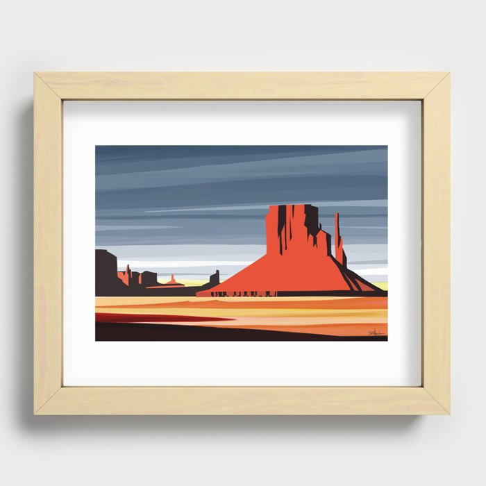 Monument Valley sunset magic realisim Recessed Framed Print