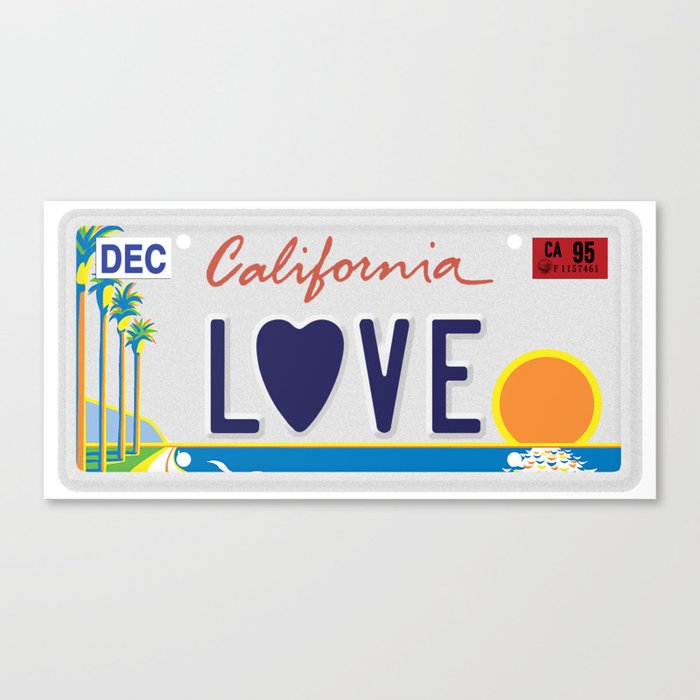 California Love License Plate Canvas Print