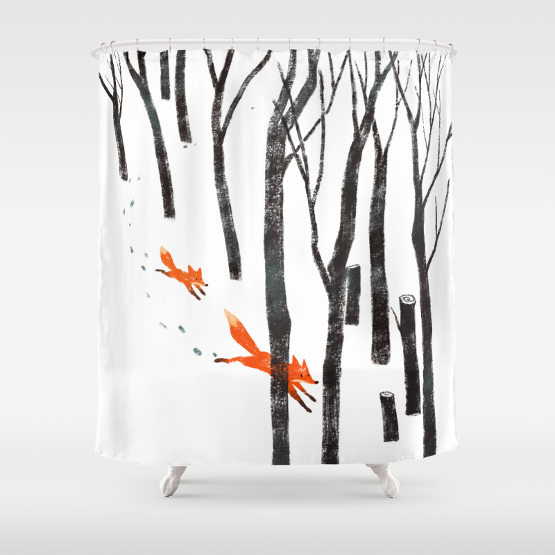 Foxes Running In The Woods Shower Curtain By Bignosework Society6