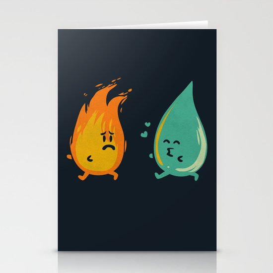 Impossible Love (fire and water kiss) Stationery Cards