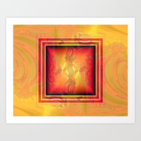Vintage pattern orange red Art Print