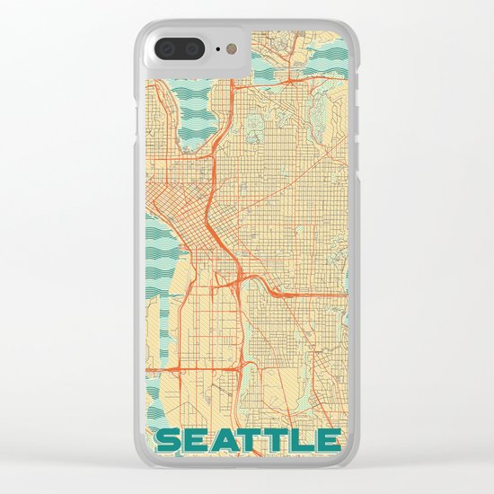 Seattle Map Retro Clear iPhone Case