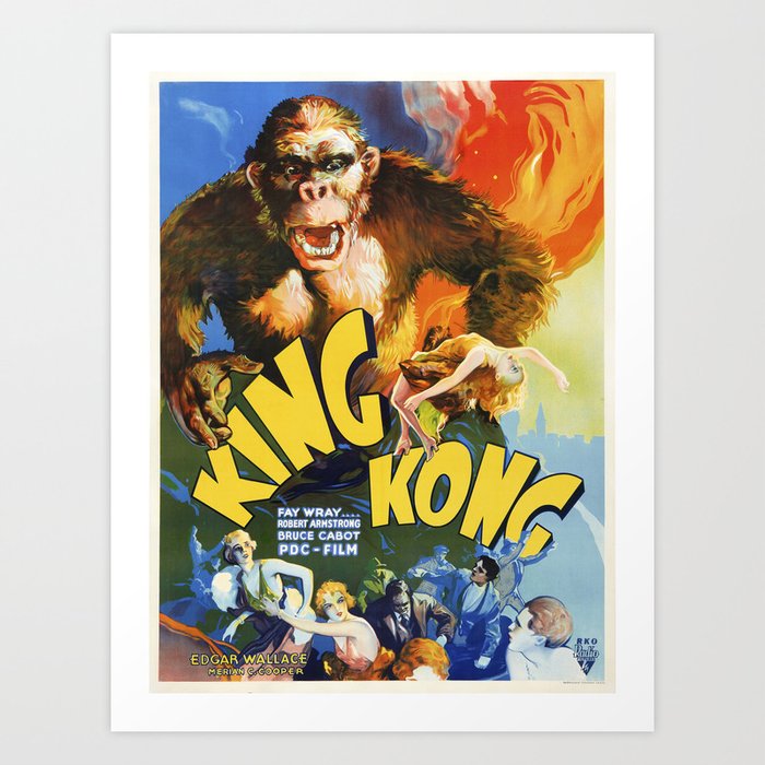 King Kong Movie Poster, Vintage King Kong Poster Art Print by Gilmour