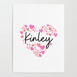 Kinley, red and pink hearts Poster