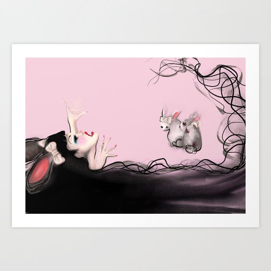 Augustine & Bunnies Art Print