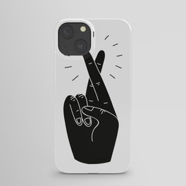 Fingers Crossed - White and Black iPhone Case