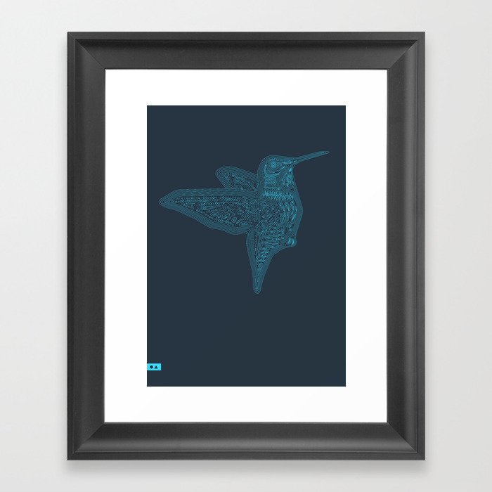 Humming Bird Blue Framed Art Print