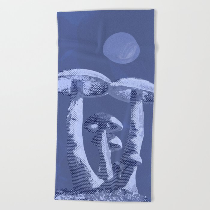 Indigo Mushroom Midnight Beach Towel