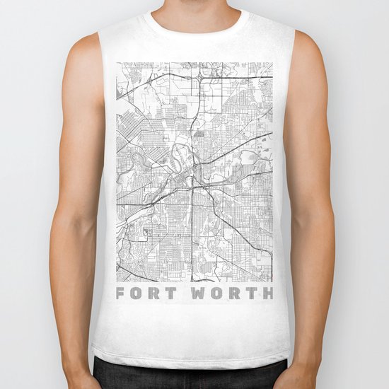 Fort Worth Map Line Biker Tank
