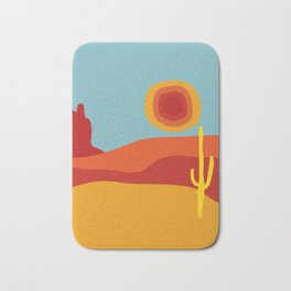 Funky Retro Desert in 70s Colors Bath Mat | Saguaro, Landscape, Summer, Mojave, Desert, Sanddunes, Retro, Orange, Seventies, Cacti 