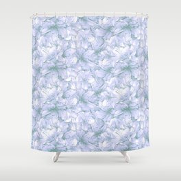 vaporwave blue purple floral azalea flowering flower bouquet pattern Shower Curtain