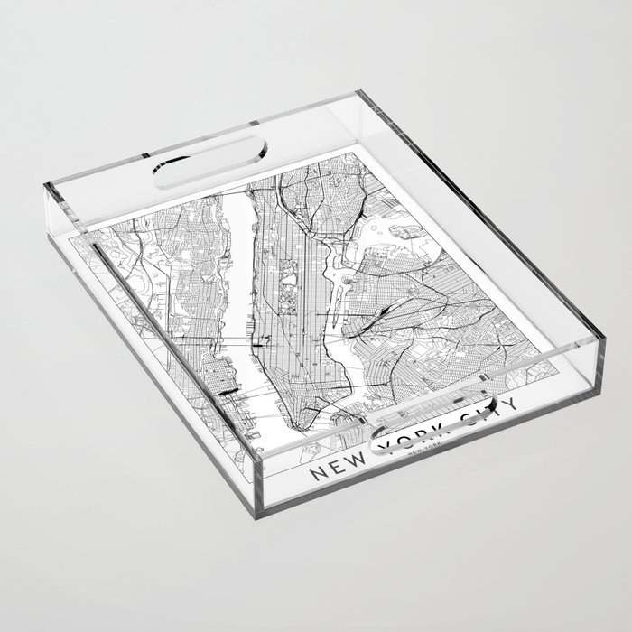 New York City White Map Acrylic Tray