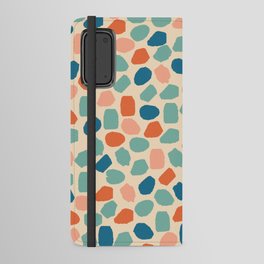 Ink Dot Mosaic Pattern in Muted Retro Teal Blush Orange Android Wallet Case