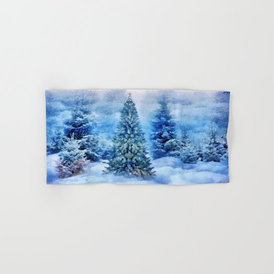 Christmas tree scene Hand & Bath Towel