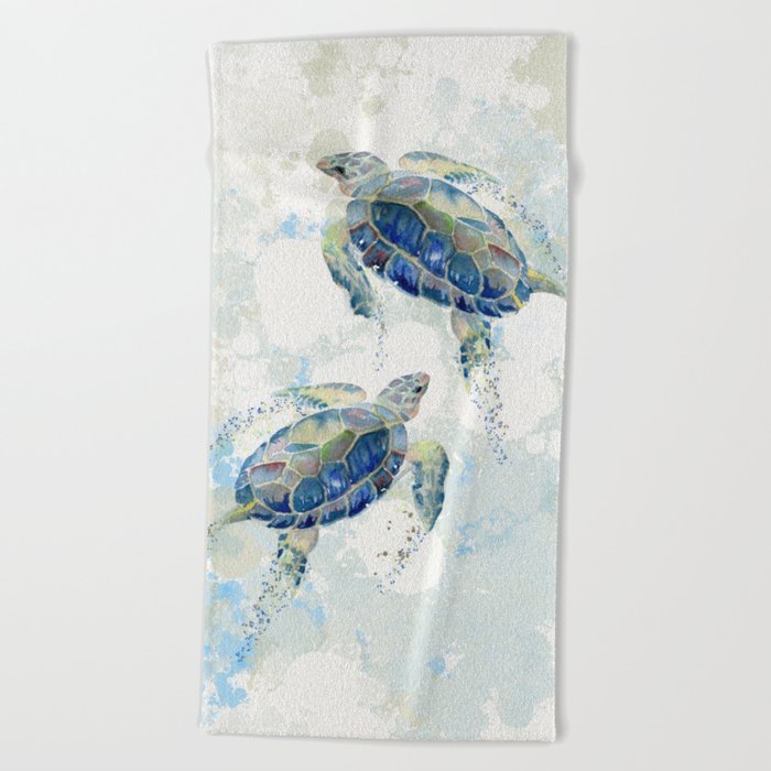 Swimming Together 2 - Sea Turtle  Beach Towel