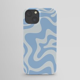 Retro Liquid Swirl Abstract Pattern in Powder Blue iPhone Case