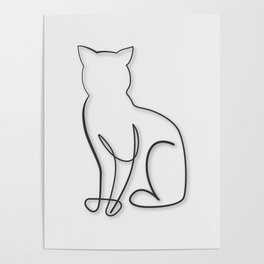 Elegant Cat Line Art  Poster