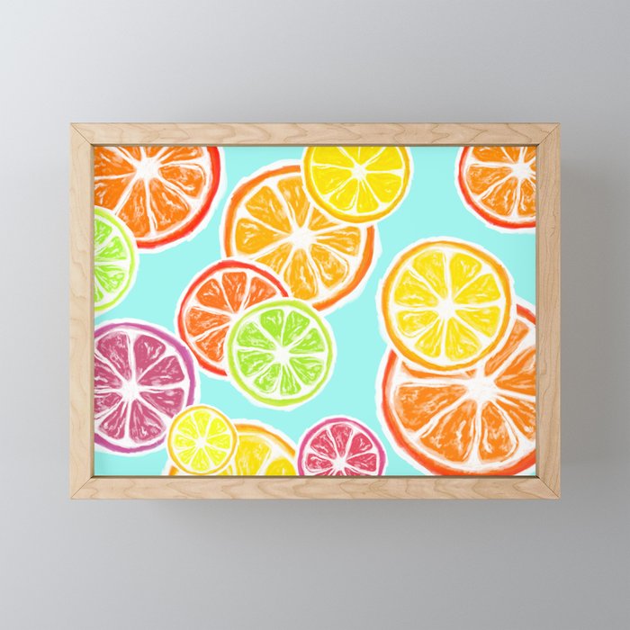  citrus pattern Framed Mini Art Print