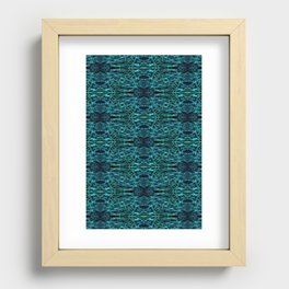 Liquid Light Series 66 ~ Blue & Green Abstract Fractal Pattern Recessed Framed Print