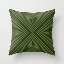 Psychedelic X Geometric Pattern - Dark Green Throw Pillow
