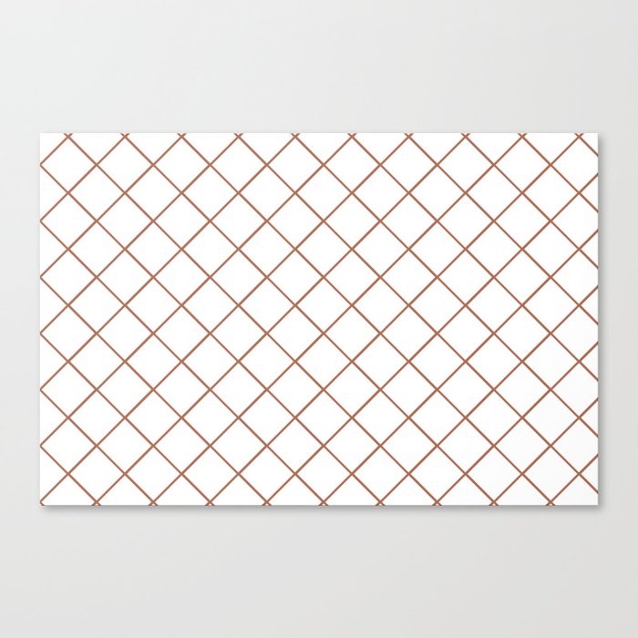 Sherwin Williams 2019 Color of the Year Cavern Clay SW7701 Thin Line Stripe Grid on White Canvas Print