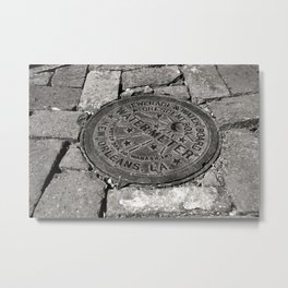 New Orleans Water Meter Cover, Black and White Photo, Crescent City Box Cover, New Orleans Wall Art Metal Print | Frenchquarter, Rusticwallart, Black And White, Neworleansdecor, Photo, Neworleansart, Watermetercover, Film, Nolasewercover, Brickfootpath 
