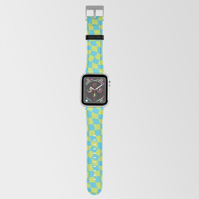 Warped Checkerboard (lime green/teal color combo - commissioned) Apple Watch Band