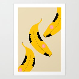 Funky Banana Pop-Art - Yellow Black Pink Art Print