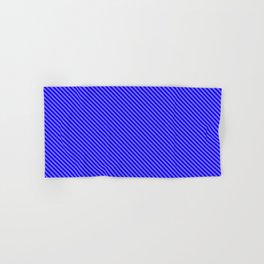 [ Thumbnail: Medium Slate Blue and Blue Colored Striped Pattern Hand & Bath Towel ]
