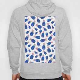 Tropical navy blue gold pink funny pineapple pattern Hoody