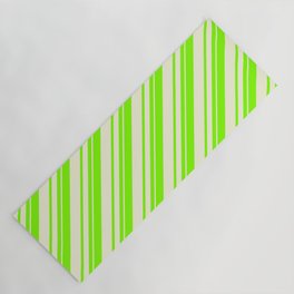 [ Thumbnail: Chartreuse & Beige Colored Lines Pattern Yoga Mat ]