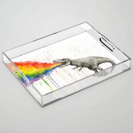 T-Rex Rainbow Puke Acrylic Tray