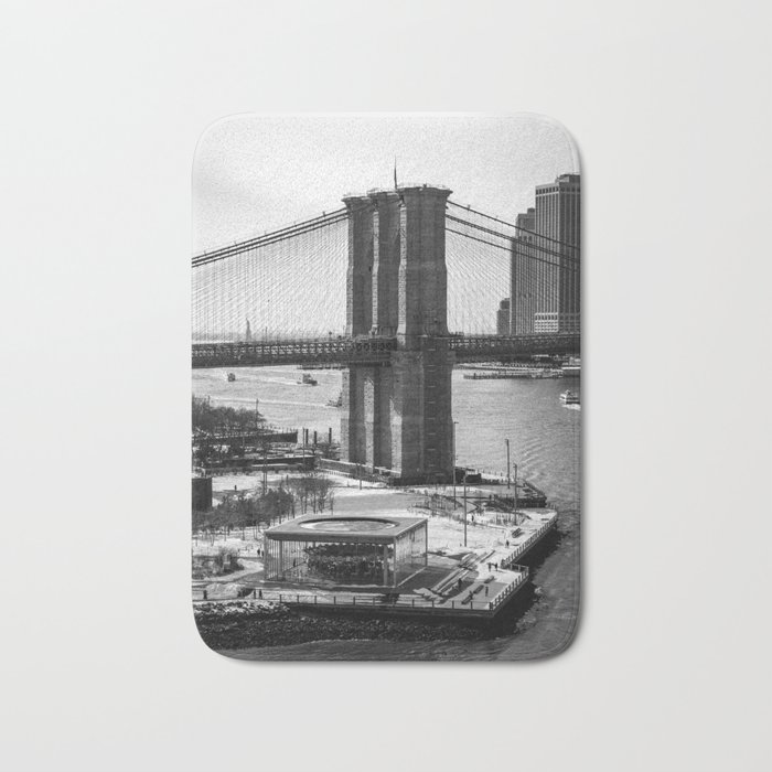 Brooklyn Bridge New York City | Black and White Travel Photography Bath Mat