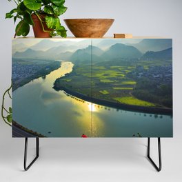 China Photography - River Flowing Between Big Mountains Credenza