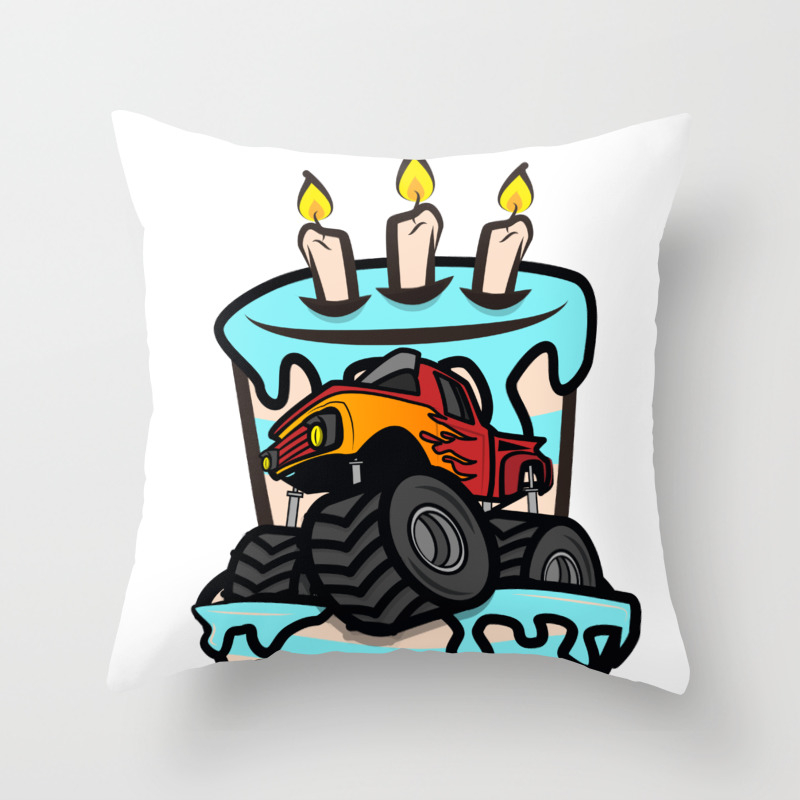 Kids Birthday Boy Monster Truck Crushing Cake Design Gift Throw