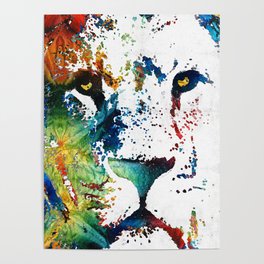 Colorful Lion Art By Sharon Cummings Poster
