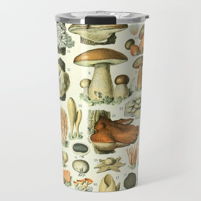 Mushrooms Vintage Illustration Travel Mug