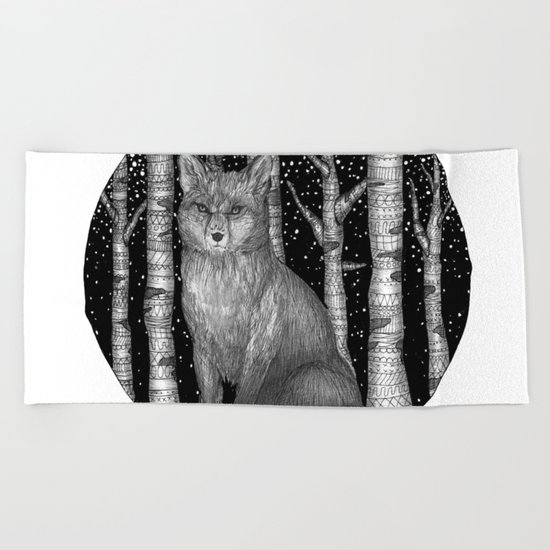 Fox and Forest Beach Towel