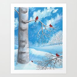 Red Cardinal Snowscape Art Print