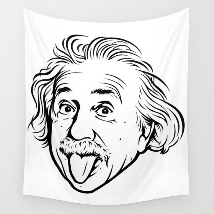 Albert Einstein Artwork With his famous photo showing tongue, Tshirts, Prints, Posters, Bags Wall Tapestry