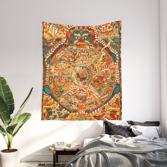 wall decor wheel of life thangka wall hanging tapestry 