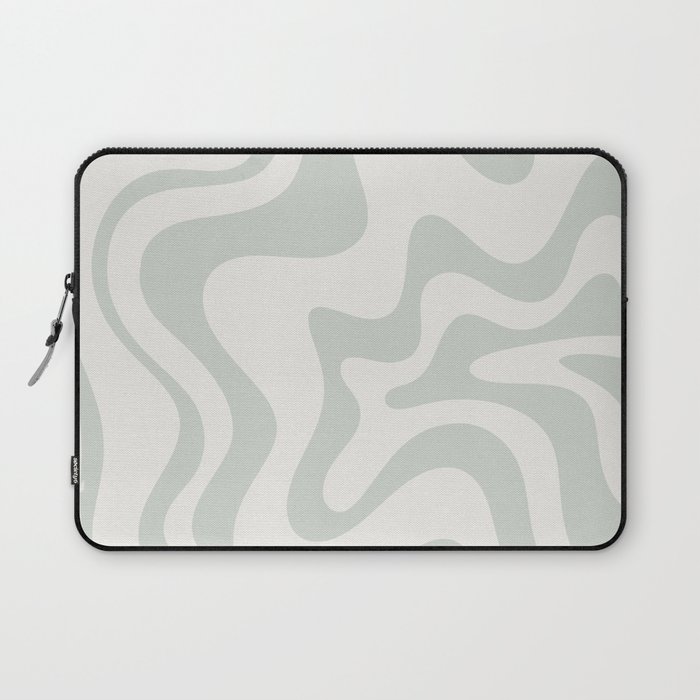 Liquid Swirl Abstract Pattern in Pale Stone and Light Silver Sage Gray Laptop Sleeve