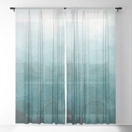 Sunrise in the mountains, dawn, teal, abstract watercolor Sheer Curtain
