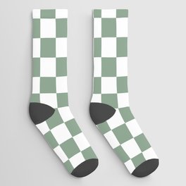 Basil Green and White Checkered Chess Socks