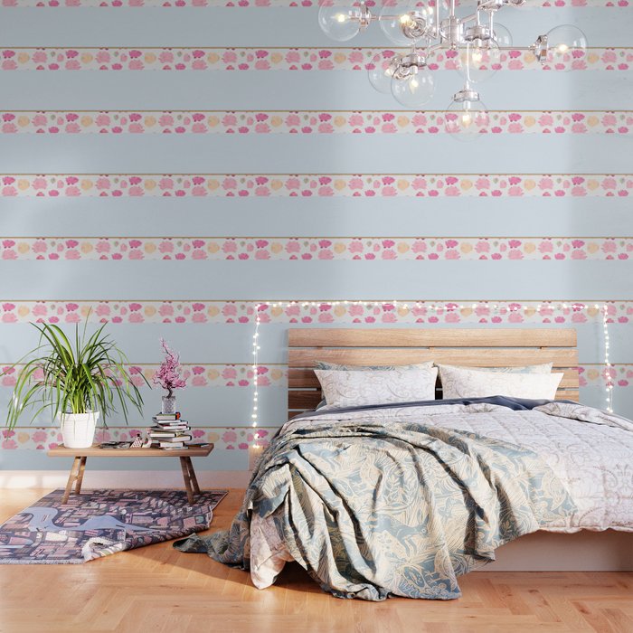 Duck Egg Blue Peony Wallpaper By Peggieprints