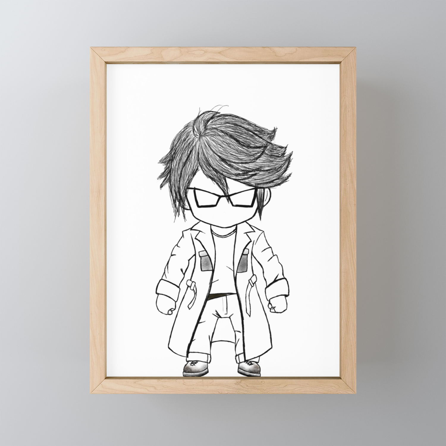 Goth Boy Line Art Framed Mini Art Print By Shodaigoji Society6