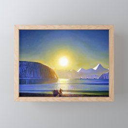 Resurrection Bay, Alaska, Midnight Sun Mountain landscape by Rockwell Kent Framed Mini Art Print
